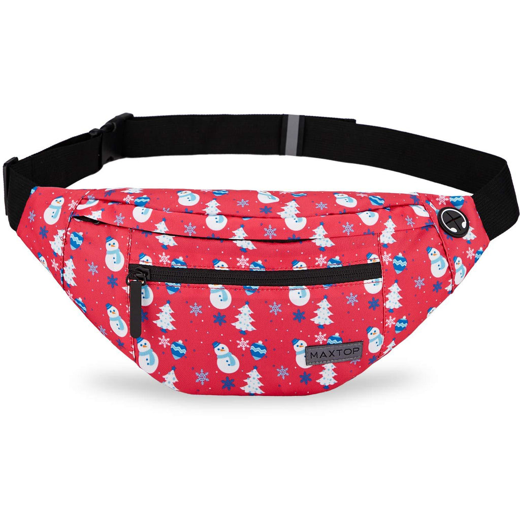MAXTOP Large Fanny Pack with 4-Zipper Pockets,Gifts for Enjoy Sports Festival Workout Traveling Running Casual Hands-Free Wallets Waist Pack Crossbody Phone Bag Carrying All Phones Snowman - BeesActive Australia