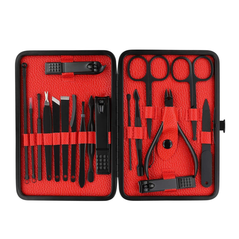 Healifty Manicure Pedicure Kit 18PCS- Nail Clipper Set, Manicure Tools Kit, Professional Grooming Kit, Nail Cutter Care Tools - for Travel Home, for Men and Women（with Case） - BeesActive Australia