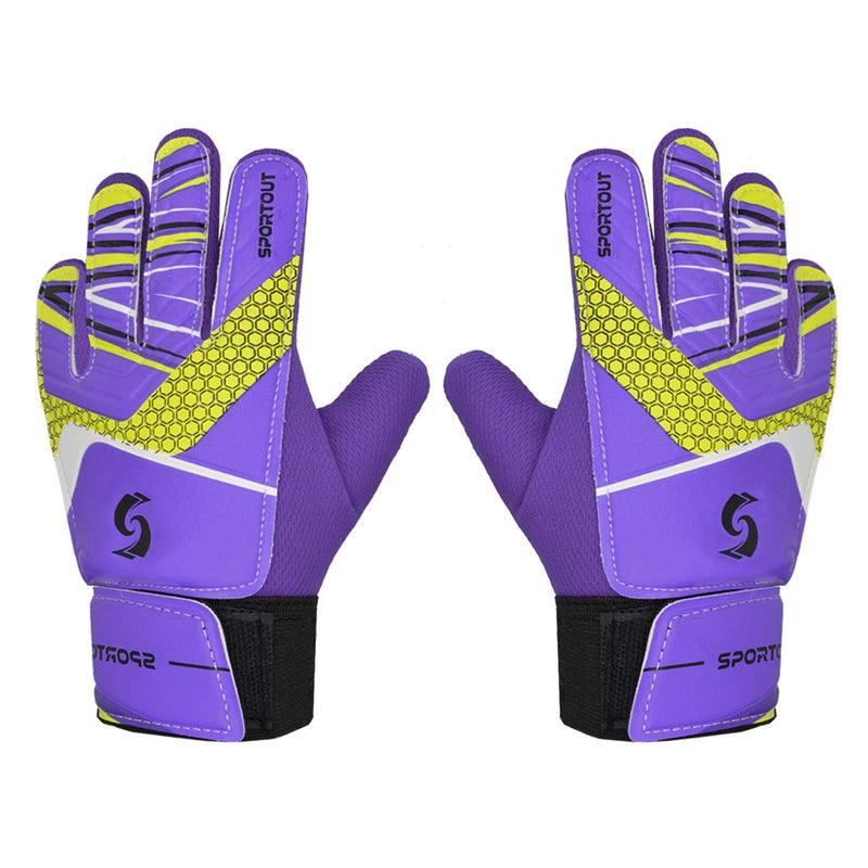 Sportout Kids Goalkeeper Gloves, Soccer Gloves with Double Wrist Protection and Non-Slip Wear Resistant Latex Material to Give Protection to Prevent Injuries Purple 7 - BeesActive Australia