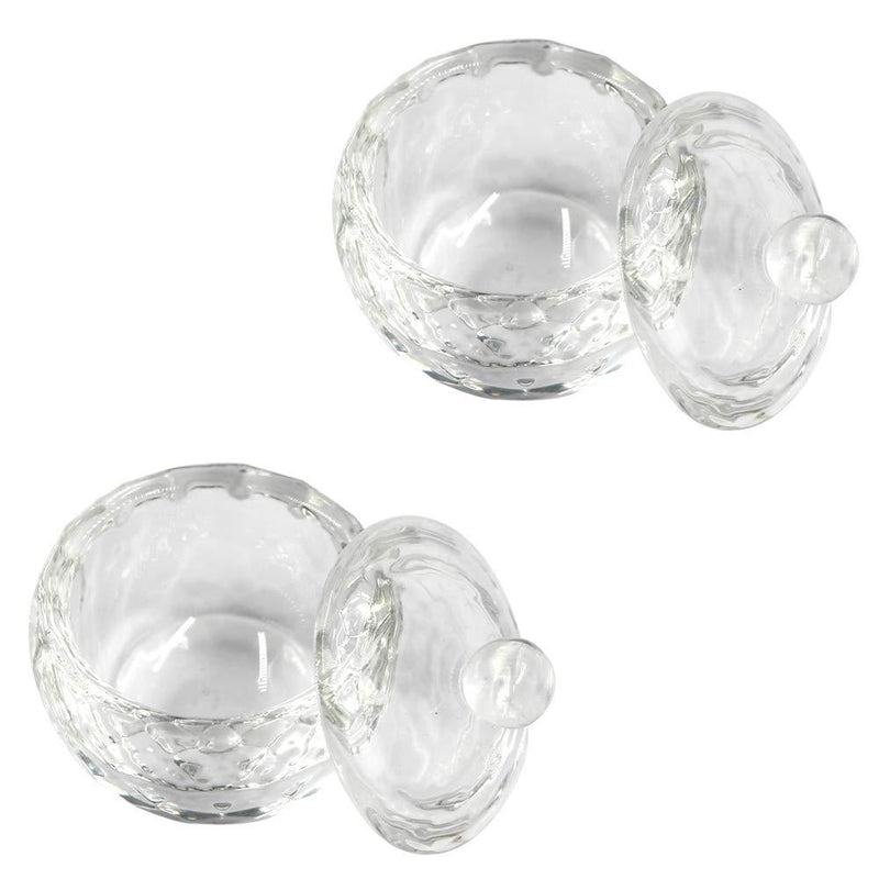 2 Pieces Nail Art Glass Acrylic Dappen Dish Nail Dappen Cup Nail Art Acrylic Crystal Glass Dish Cup Liquid Powder Crystal Cup Glassware Tools with Lid for Mixing Liquid Powder, Transparent - BeesActive Australia