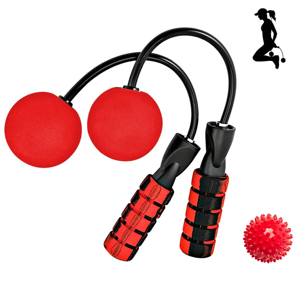 Ropeless Jump Rope, Fukusama Ropeless jump Rope with Anti-Slip Sponge Handles for Fitness Tangle-Free Cordless skipping Rope with Ball Bearing Bod Rope Workout for Men, Women, Children Red - BeesActive Australia