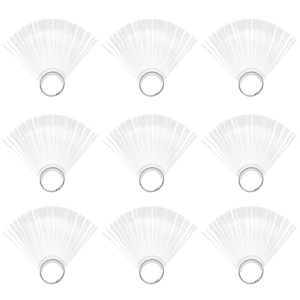 Hedume 9 Set Total 450 Tips Clear Nail Swatches Sticks with Metal Screw Split Ring Holder, Transparent Fan-shaped Nail Art Tips, Nail Art Supplies for Nail Art Polish Display and Home DIY - BeesActive Australia