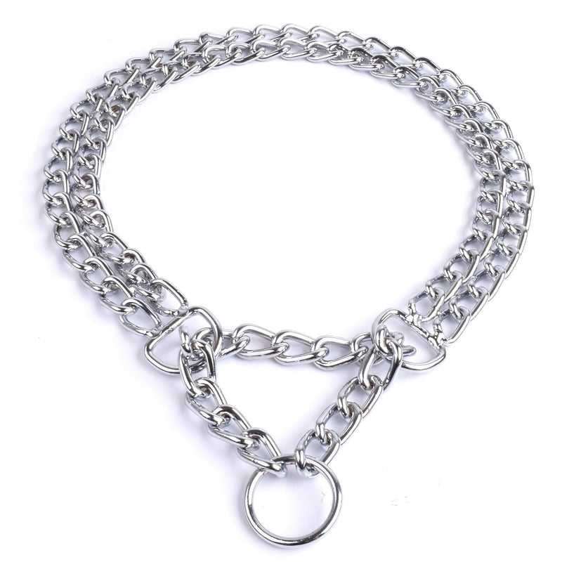 Dog Choker Collar Martingale Collar Training Double Row Chain Heavy Duty Collar for Medium Large Dogs L-20” (suitable for neck 15-18") - BeesActive Australia