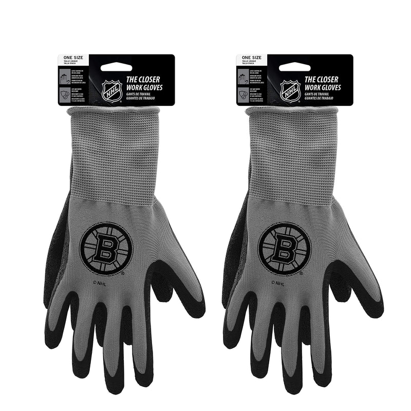 NHL The Gripper Gloves - Lightweight Safety Gloves - Protective, Reusable, Durable Work Gloves - Ideal Gift for the Loyal Sports Fan Boston Bruins 2-Pack Team Color - BeesActive Australia