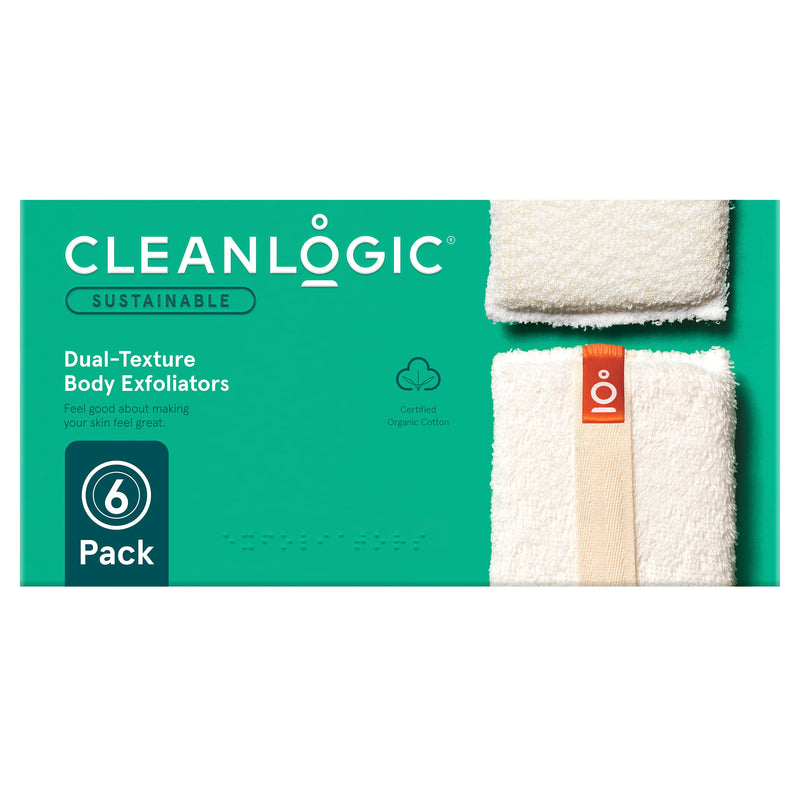 Care by Cleanlogic Organic Cotton Exfoliating Dual-Texture Body Scrubbers, Natural, 6 Count, Sustainable Scrubber - BeesActive Australia