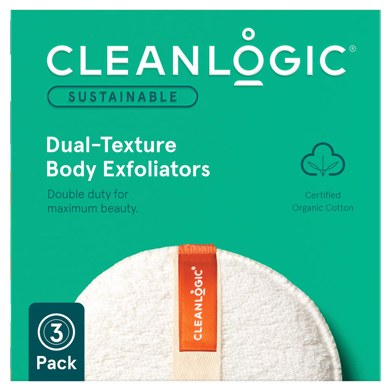 Care by Cleanlogic Organic Cotton Round dual-texture Body Scrubber, Natural, 3 Count Sustainable - BeesActive Australia