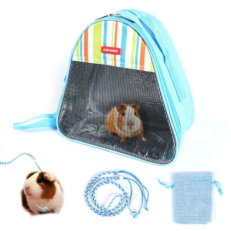 VLIKE Hamster Guinea Pig Bag Carrier Accessories Small Animals Hedgehog Squirrel Chinchilla Sugar Glider Outdoor Travel Bag Zipper Portable Breathable Outgoing Bags Standard 【Triangle】Sky Blue - BeesActive Australia
