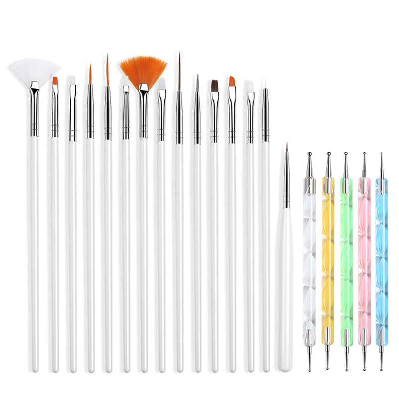 20 Pcs Nail Art Design Dotting Painting Drawing Polish Brush Pen Tools - BeesActive Australia