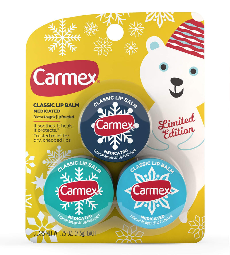 Carmex Medicated Lip Balm Jar, Limited Edition Holiday Lip Balm Pack of 3 (1) 1 - BeesActive Australia