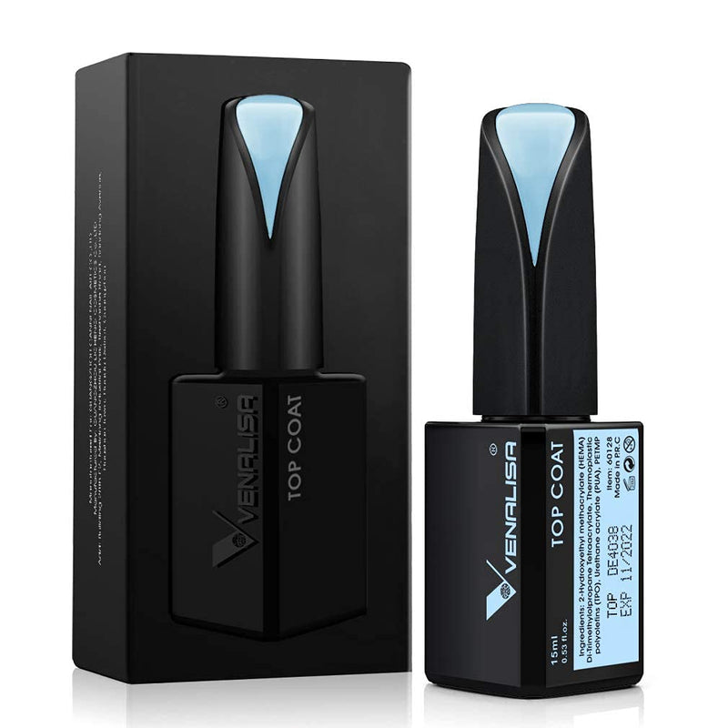 VENALISA 15ML No Wipe Tempered Top Coat - Scratch Resistant High Gloss Soak Off Gel Nail Polish Finish Long Lasting Set Gel Nail Kit - BeesActive Australia