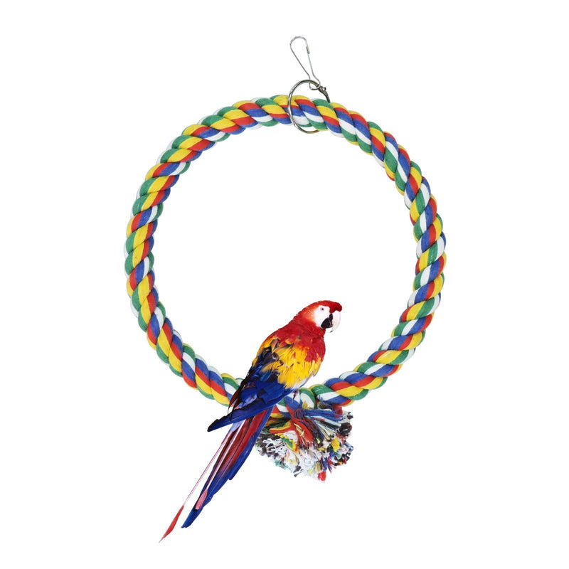 WishLotus Bird Swing, Cage Hanging Toys Cotton Rope Swing Bite Resistance Perches Toy Parrot Toy Boredom Breaker for Budgie, Cockatiels, Conures, Finches, Small Parakeets 18cm - BeesActive Australia