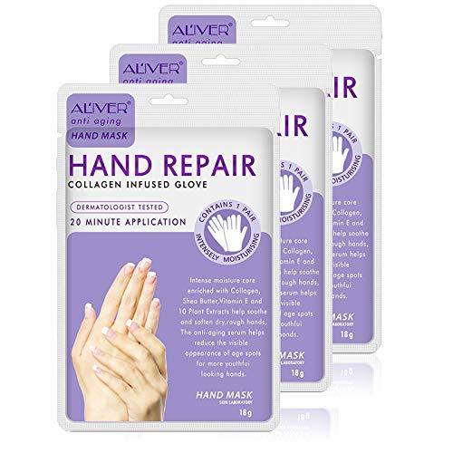 Hand Peel Mask 3 Pack, Hand Spa Mask Infused Collagen,Serum +Vitamins + Natural Plant Extracts For Dry,Cracked Hands,Moisturizer Hands Mask, Repair Rough Skin For Women&Men - BeesActive Australia