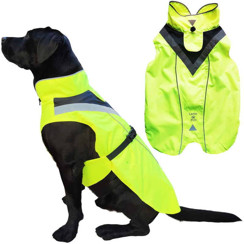 Lautus Pets Waterproof Dog Raincoat - Reflective, Yellow Rain Jacket with Harness Hole for Small, Medium and Large Dogs L - BeesActive Australia
