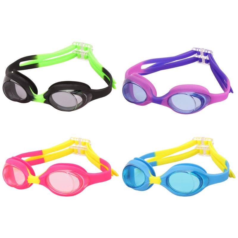 Romoc 4 Pack Kids Swimming Goggles,No Leaking,Anti Fog,UV Protection Swim Glasses Water Goggles Blue+black+red+purple - BeesActive Australia