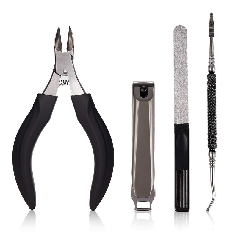 Large Nail Clippers Set for Thick Toenails, Nail Clipper Set with Fingernail Clippers Toenail Trimmer Nail File Nail Cleaner Thick Nail Cutter Tools Kit for Women & Men Black - BeesActive Australia