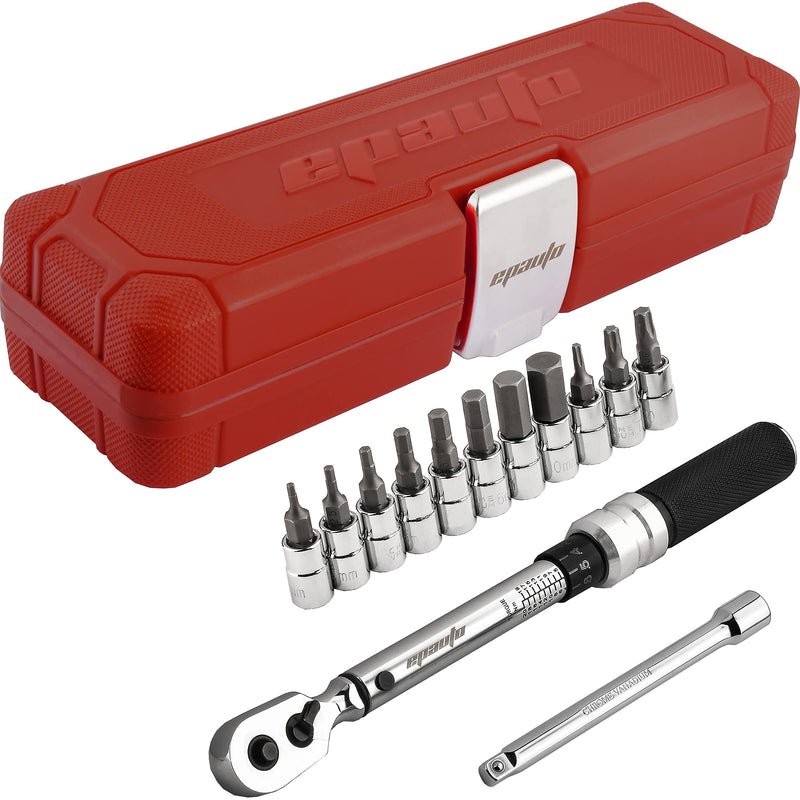 EPAuto Bike Tool 1/4 Inch Drive Click Torque Wrench Set (2 to 20 Nm), Hex/Torx Bit Socket Extension Bar Bicycle Maintenance Kit - BeesActive Australia