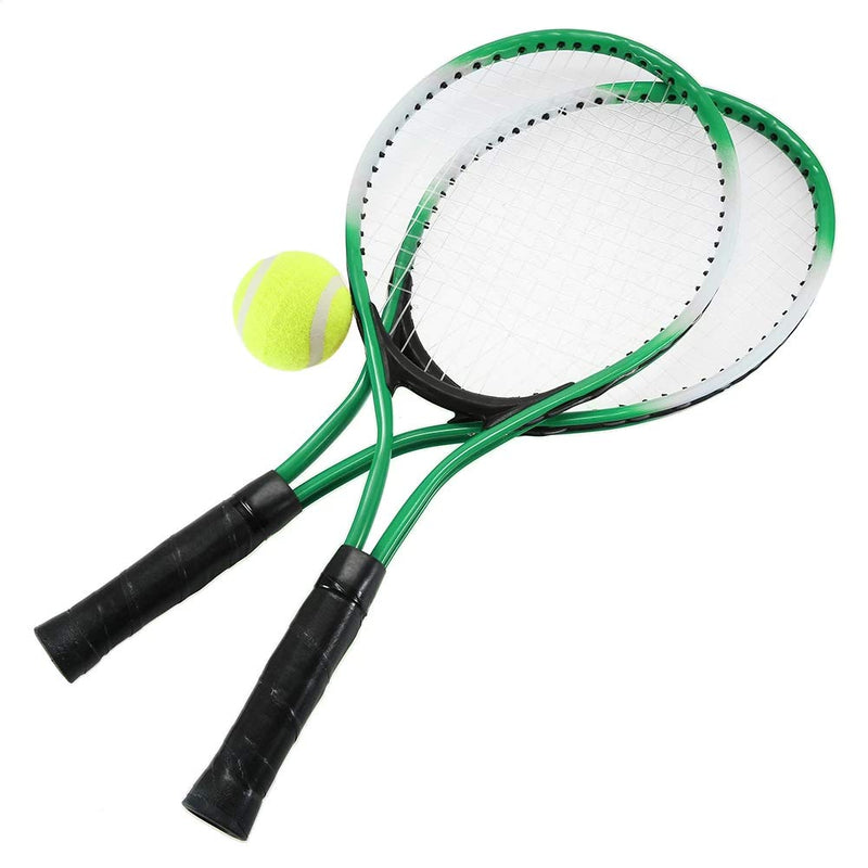 N/H Set of 2 Teenager's Tennis Racket with Free Ball for Training Tennis Carbon Fiber Top Steel Material Tennis String Green - BeesActive Australia
