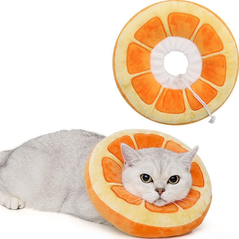 ANWA Adjustable Cat Cone Collar Soft, Cute Cat Recovery Collar, Cat Cones After Surgery for Kittens Medium (7-18 lbs) Orange - BeesActive Australia