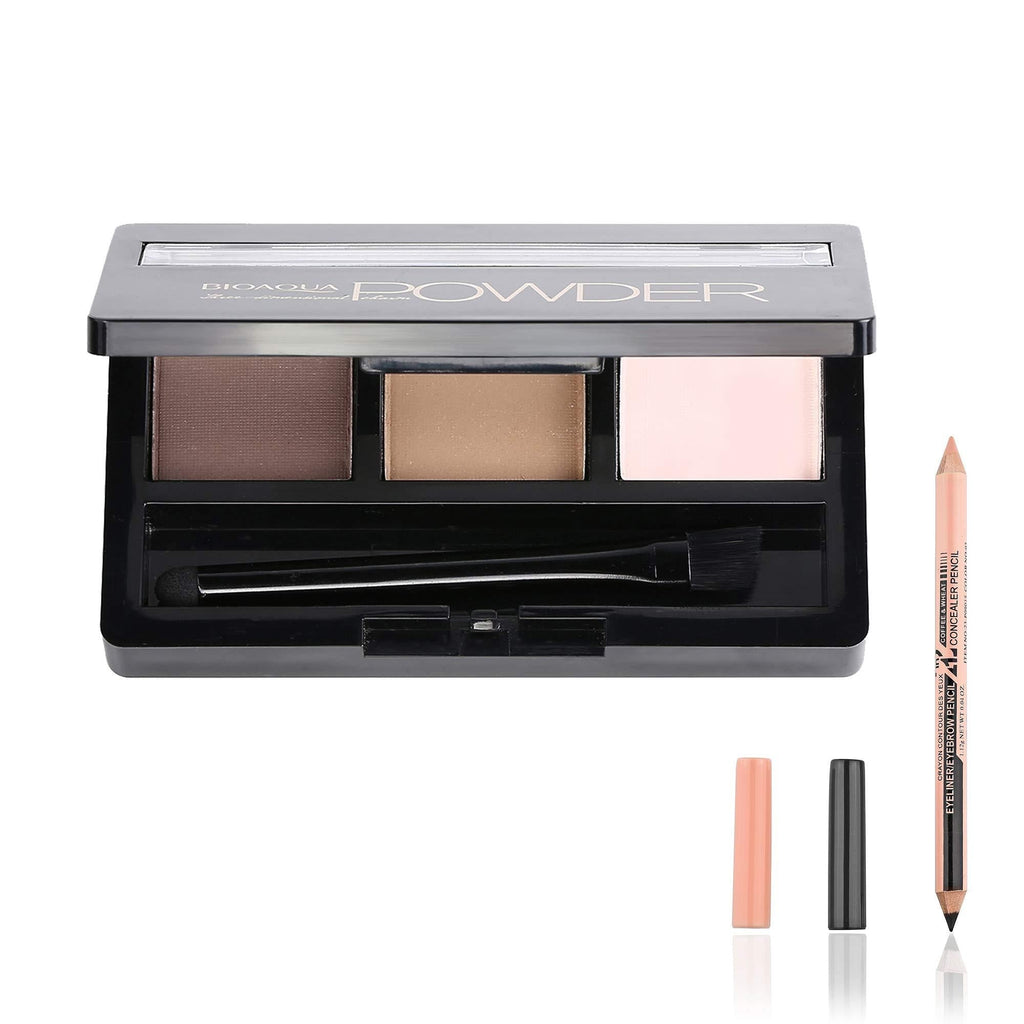 FANICEA Eyebrow Powder with Brush and Eyeliner Concealer Pencil Kit 3 Colors Professional Longwearing Natural High Pigmented Cruelty Free Soft Beauty Eye Makeup Palette Set for Perfect Brows - BeesActive Australia