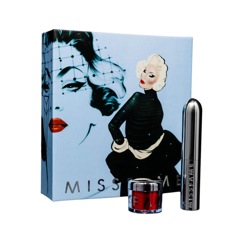 Miss Fame Limited Edition Glamour Lip Kit - LipVoyeur Red Creme Hydrating Avocado Oil Lipstick & Loose Iridescent Glitter | Perfect for Women, Men, Makeup Artists & Drag Enthusiasts - BeesActive Australia