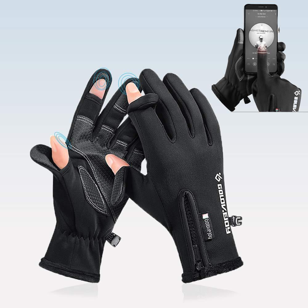 HITNEXT Bicycle Gloves, Mountain Bike Motorcycle ski Touch Screen Gloves, 2-Fingerless Winter Workout Biking Gloves for Men Womens Medium - BeesActive Australia