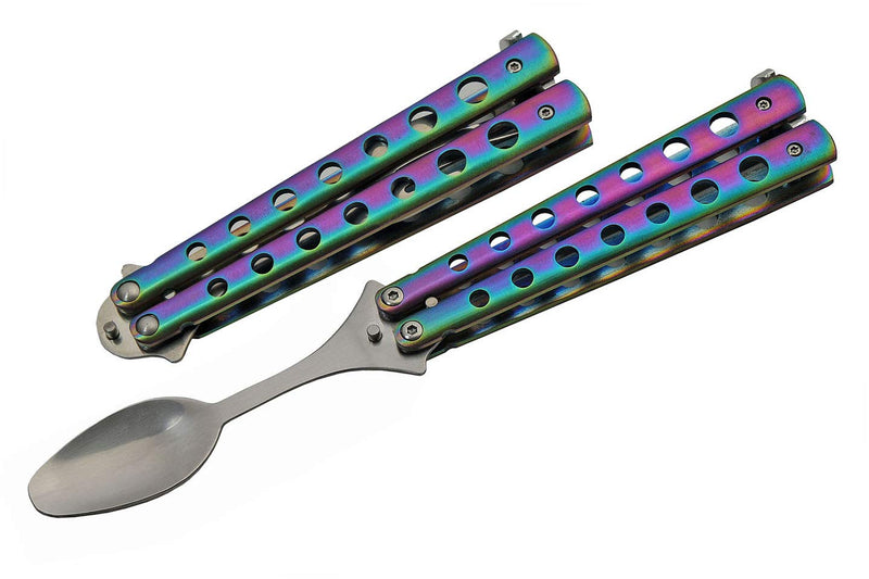 9” Rainbow-Finished Butterfly-Open Styled Travel/Camping Spoon - BeesActive Australia