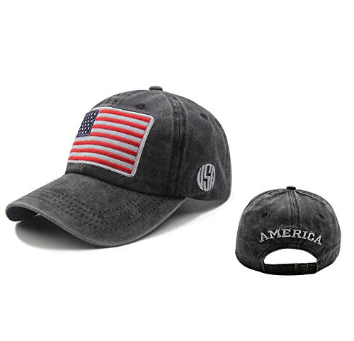 Adjustable Flag Hat for Men and Women Embroidered Washed Cotton Baseball Cap American Flag - BeesActive Australia