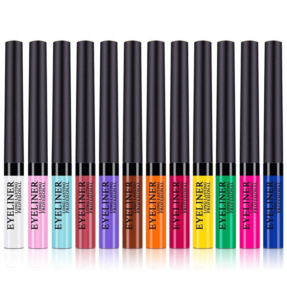 Matte Liquid Eyeliner Makeup Set 12 Colors Waterproof Eyeliner High Pigmented Smudgeproof Long Lasting Colorful Eyeliner Pen for women girl Matte Set - BeesActive Australia