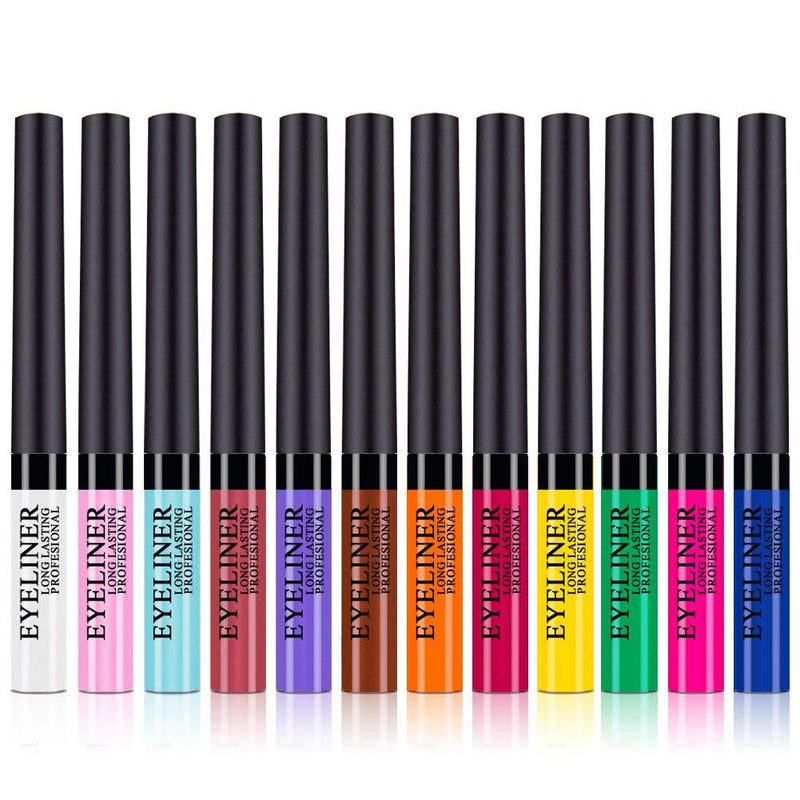 Matte Liquid Eyeliner Makeup Set 12 Colors Waterproof Eyeliner High Pigmented Smudgeproof Long Lasting Colorful Eyeliner Pen for women girl Matte Set - BeesActive Australia