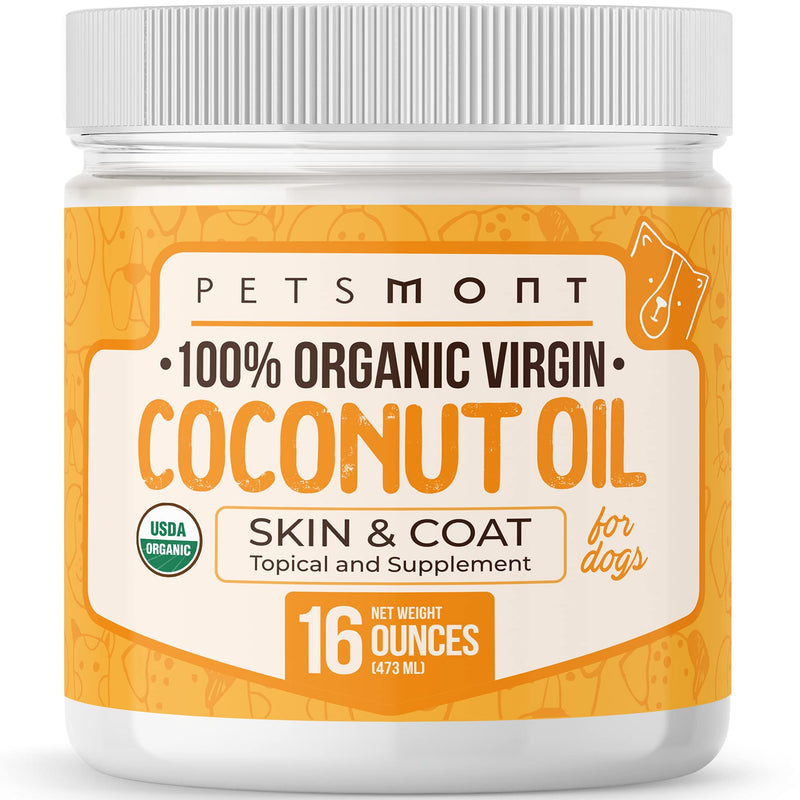 Petsmont Organic Coconut Oil for Dogs 16 fl oz - Skin and Coat Virgin Lotion Raw Certified Extra Superfood Supplement Anti Itch Hot Spot Treatment Dry on Elbows Nose Natural Digestive Immune Support - BeesActive Australia
