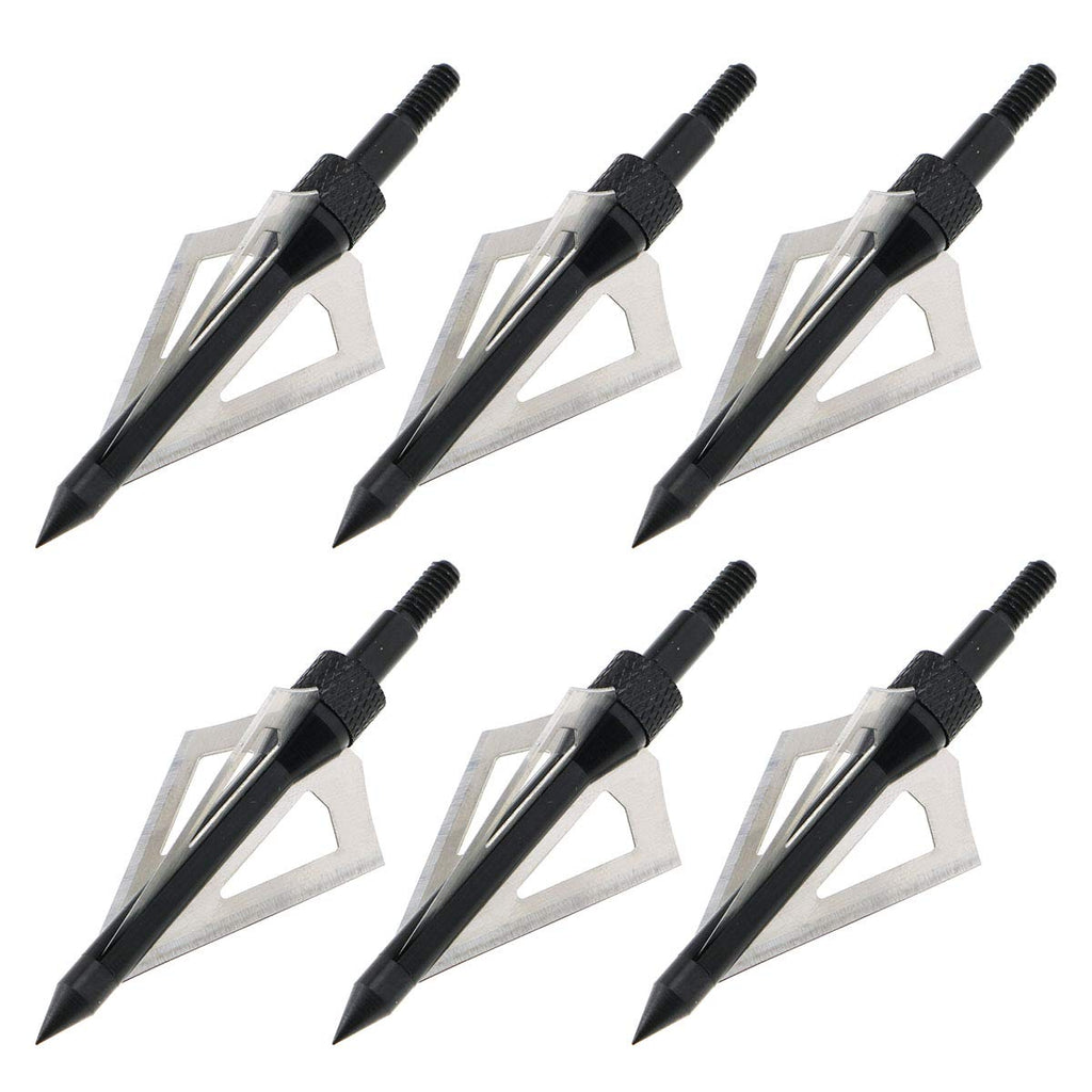 E-outstanding 3 Blades Broadheads 6PCS 100Grain 3 Fixed Blades Screw-in Black Hunting Archery Arrow Heads Points for Crossbow and Compound Bow Arrow Tips - BeesActive Australia