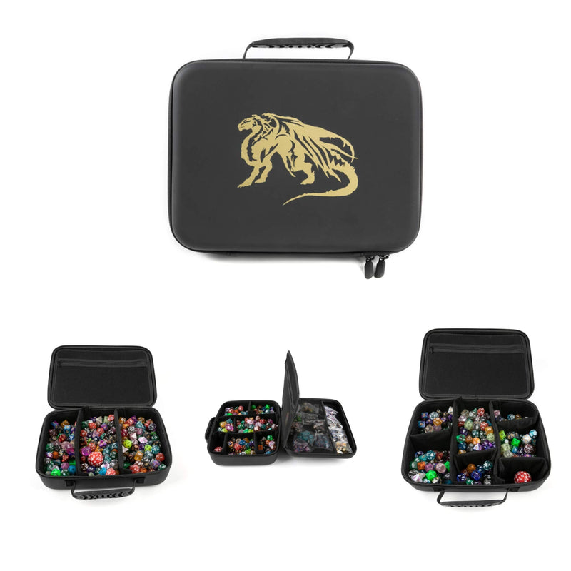 PUGED Dice Box DND Dice Holder with Adjustable Dividers and Zippered Bags Tabletop RPG Gamer Organizer Case Travel Storage Box Holds up to 200 Polyhedral Dice - BeesActive Australia