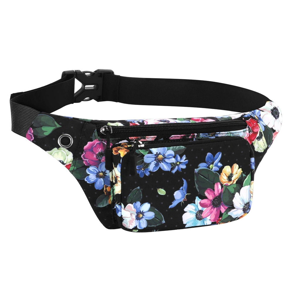 Kamo Fanny Pack, Waist Bag Sling Backpack Water Resistant Durable Polyester Small Outdoor Lightweight Crossbody Daypack for Women Men Lady Girl Teens X-Flowers 4 - BeesActive Australia