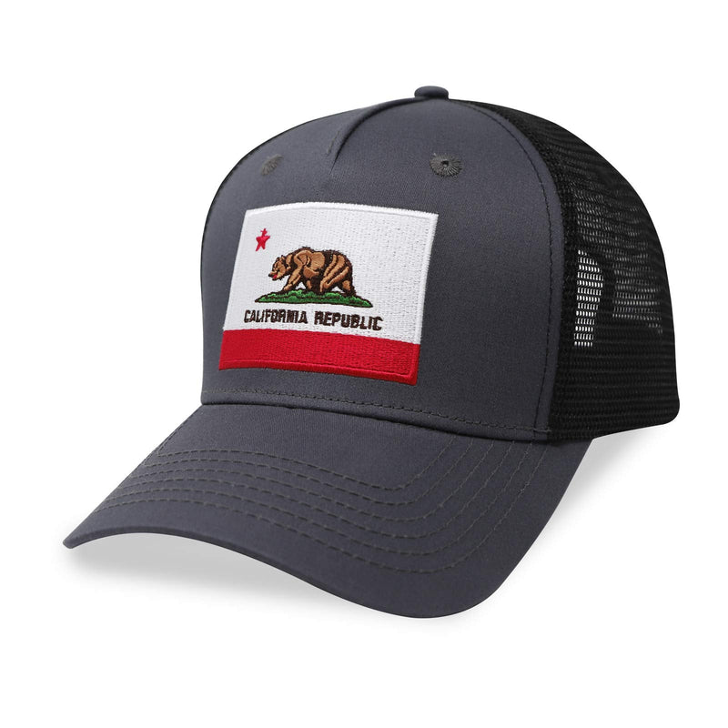 International Tie Premium Flag Hats - Snapback Trucker Baseball Hat (Black California) - BeesActive Australia