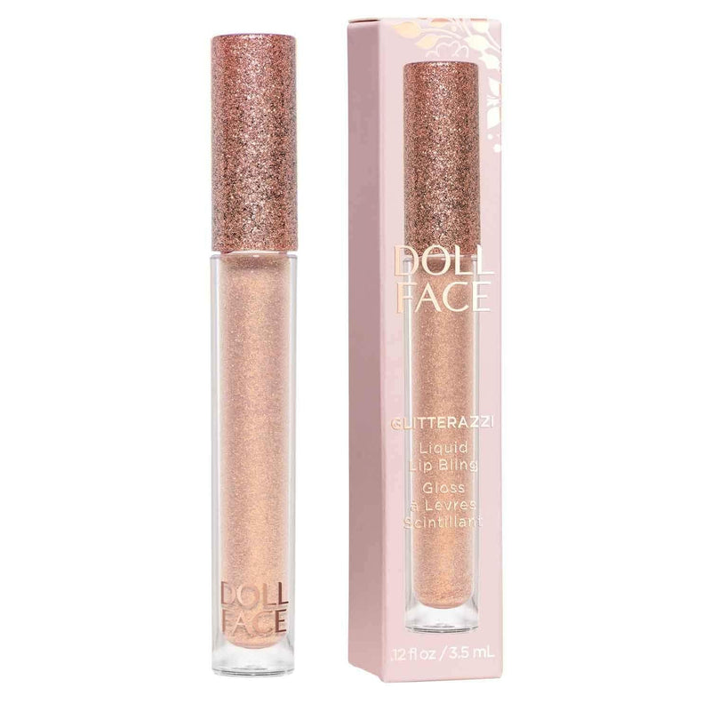 DOLL FACE Lip Gloss | Glitterazzi Liquid Lip Bling | Topping Glitter with a Glossy Shine for Lips | Sheer Finish | Cruelty-Free | 24K Magic - BeesActive Australia