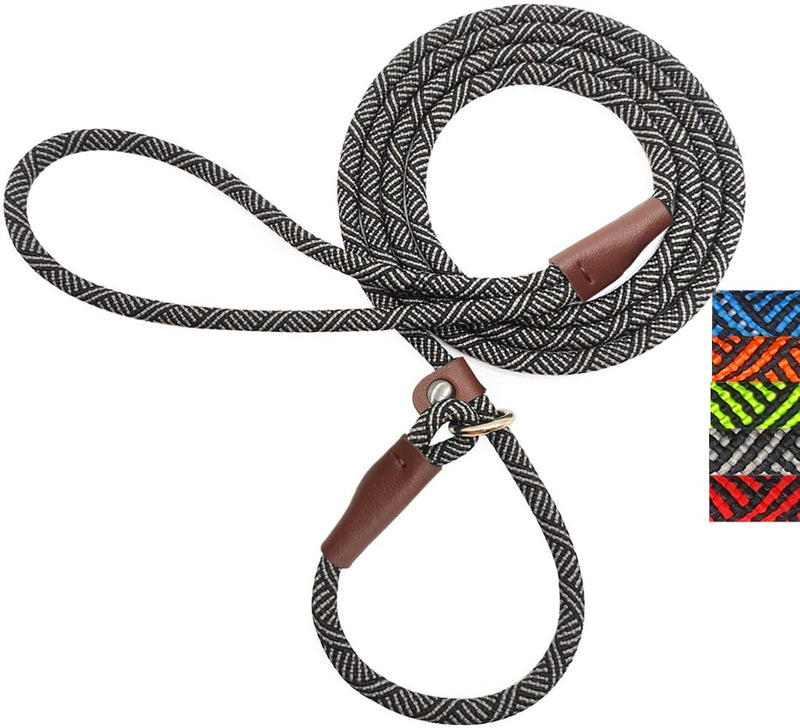 Mycicy Durable Slip Lead Dog Leash,1/2" and 1/4" 5ft No Pull Slip-on Training Leash for Small and Medium Large Dogs 1/4" x 5Ft Black - BeesActive Australia