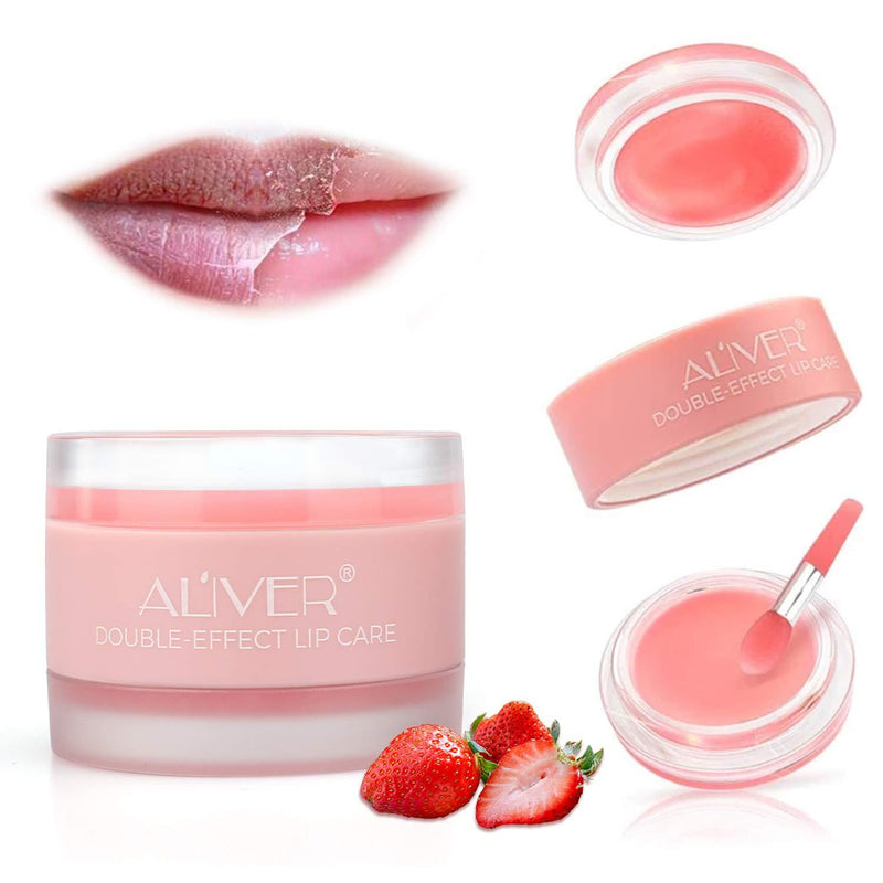 Nature Lip Scrub, 2 in 1 Exfoliating & Moisturizing Lip Sleeping Mask, Younger Looking Lips Overnight,Lip Masks Treatment Care, Cracked Lips, Peeling Lip Primer, Lip Repair Balm (Strawberry) Strawberry - BeesActive Australia