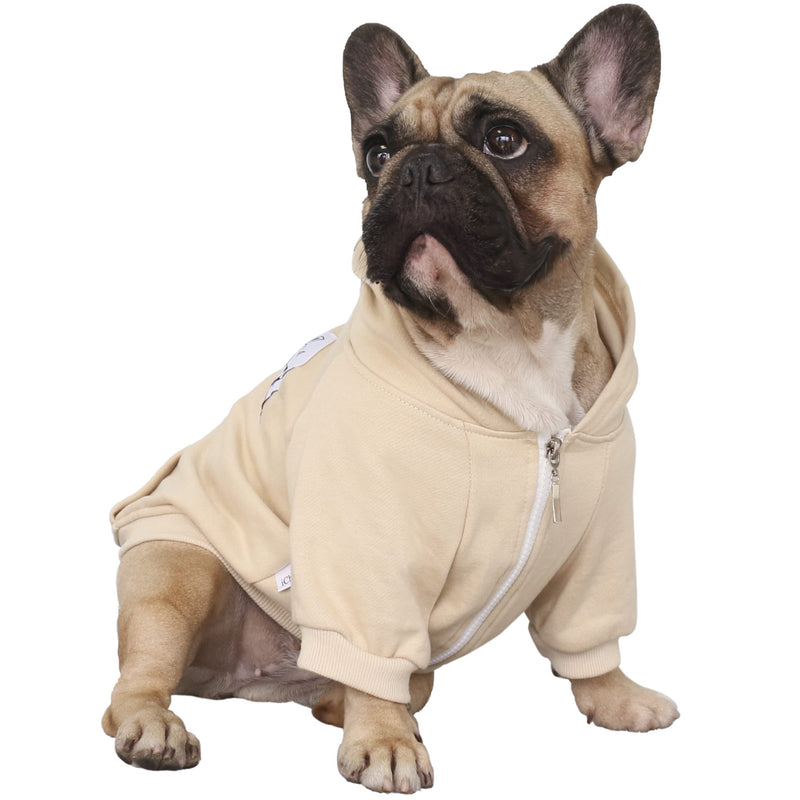 iChoue Dog Clothes Hoodie Hooded Full-Zip Sweatshirt Medium (Pack of 1) Khaki - BeesActive Australia