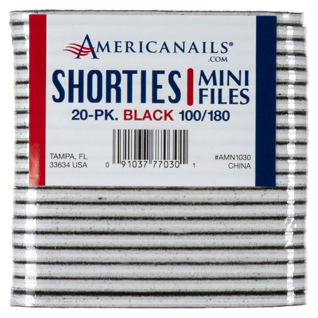 Americanails Shorties Mini Cushioned Files, Professional Double-Sided Manicure Nail Filing Boards For Natural and Acrylic Nails - 20 Count, Black 100/180 - BeesActive Australia