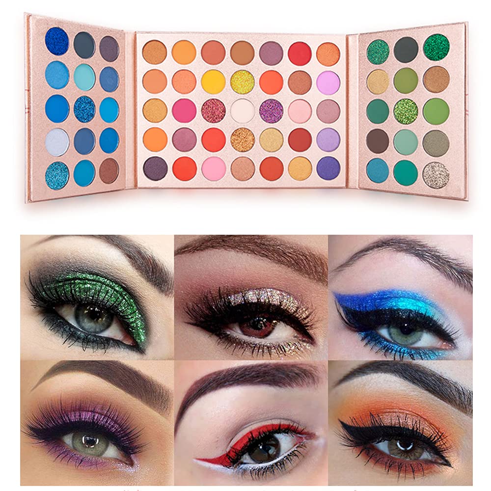 VERONNI 65 Colors Eyeshadow Palette ,Professional 3 in 1 Color Board Makeup Pallete Set Highly Pigmented Glitter Metallic Matte Shimmer Natural Ultra Eye Shadow Powder Easy to Blend Make Up Palletes (65 Rose Gold) 65 Rose Gold - BeesActive Australia