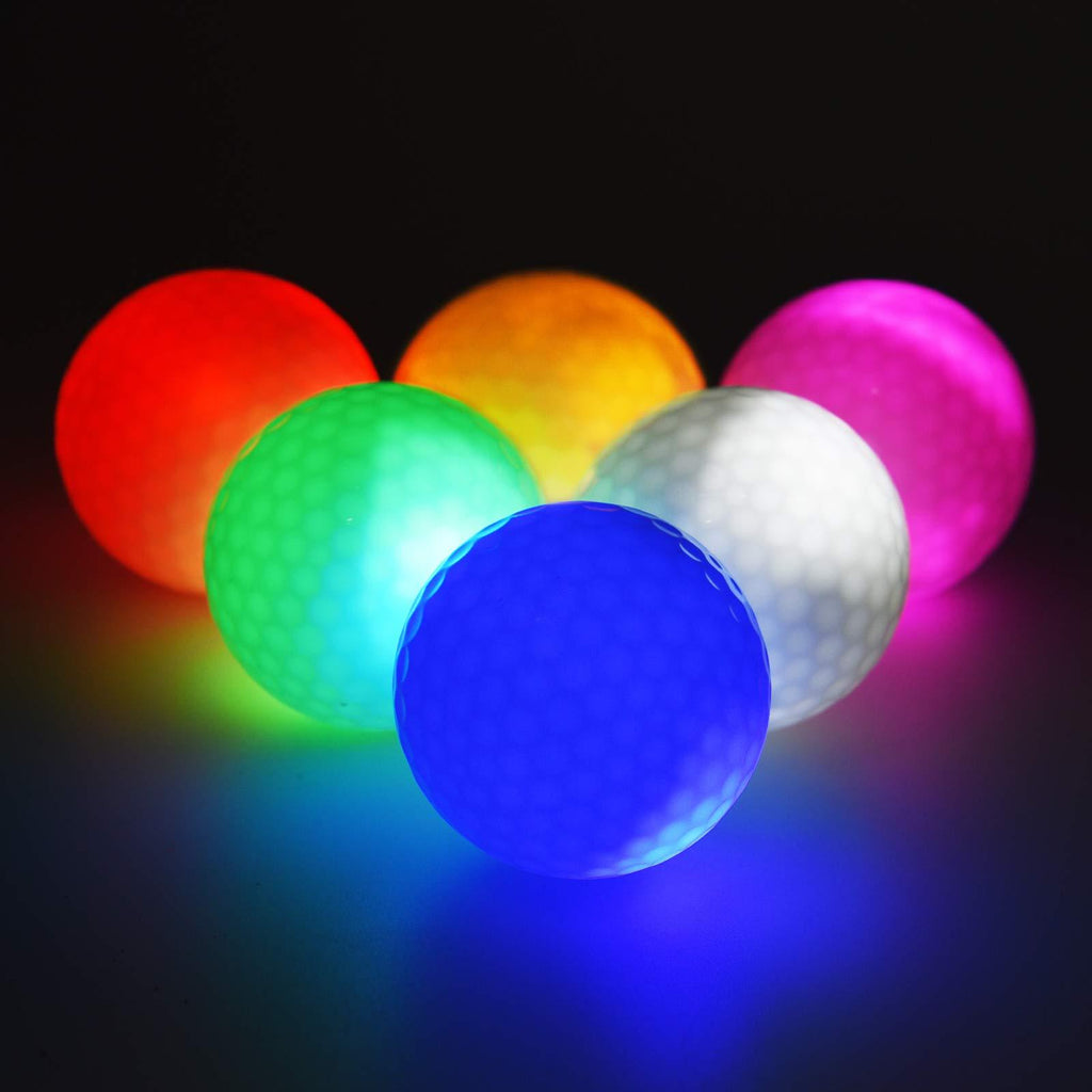 6pcs Glow Golf Balls Glow in The Dark Golf Ball Flashing Bright Night Long Lasting Golf Balls for Sport Outdoor Golfing 6 Colors - BeesActive Australia
