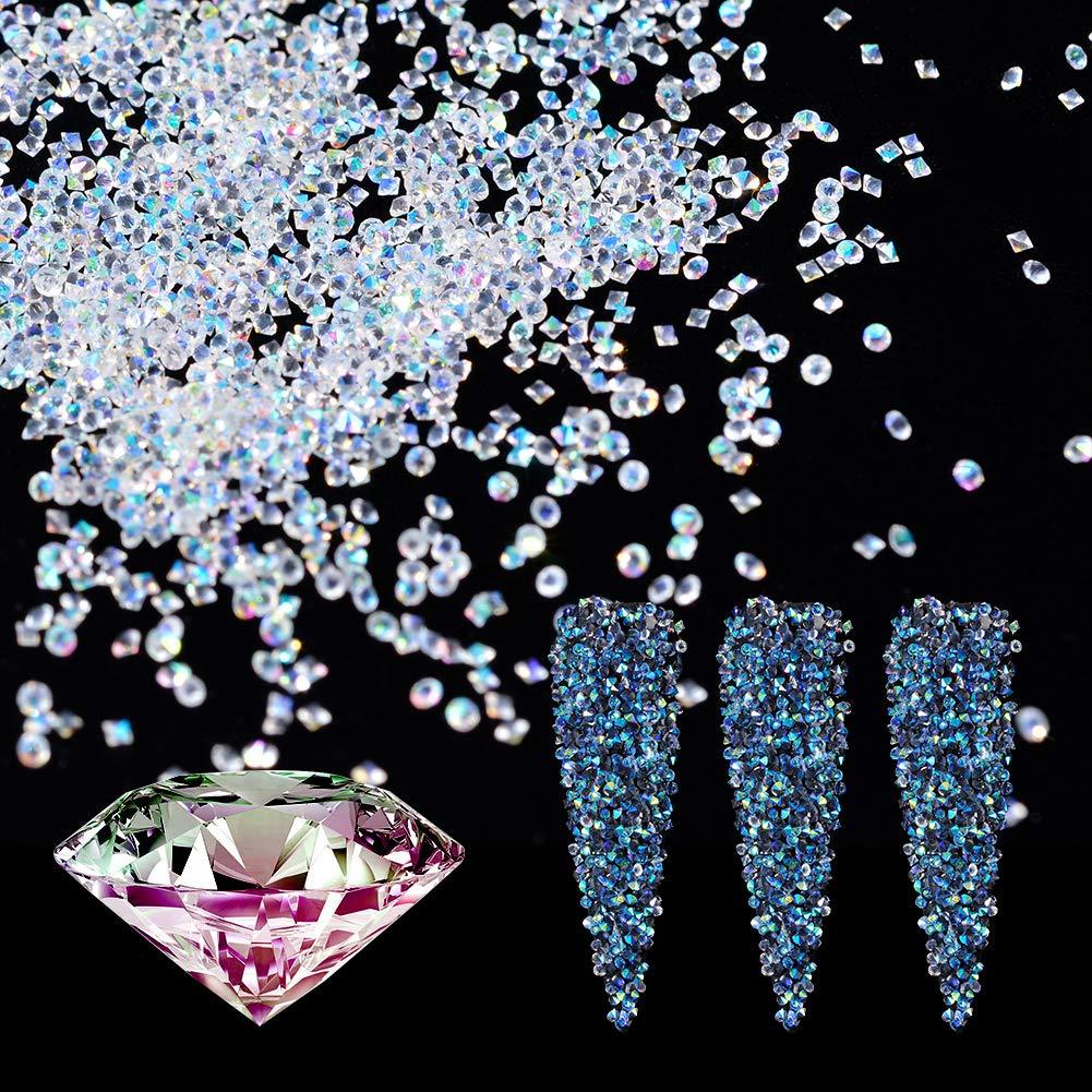 5760Pcs 1.2mm Mini Diamond AB Clear Nail Rhinestones Iridescent Crystals Clear Diamond Shining DIY Rhinestones Crystal Tiny for Nail Decoration Crafts Beauty Makeup (Gel Glue Need) AB Color（1.2mm Mini Diamond） - BeesActive Australia