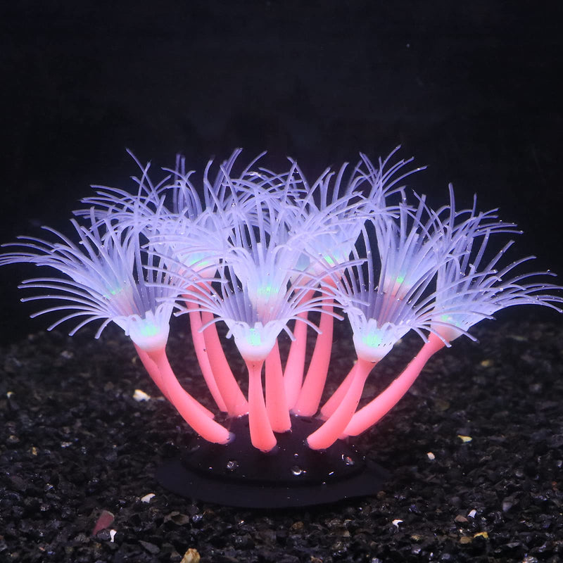 Bluecoco Soft Silica Gel Moves Naturally with Water Flow, Aquarium Decorations Glow in The Dark, Glowing Coral Ornaments for Fish Tank Decorations Pink Sunflower - BeesActive Australia