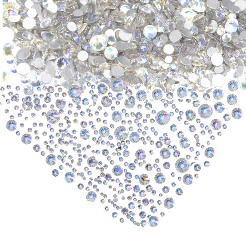 AD Beads 1440 Pieces Mixed Size No Hotfix Glue on Quality Glass Flatback Rhinestones Round Crystal Gems ( 33 Paradise Shine ) Paradise Shine 33 - BeesActive Australia