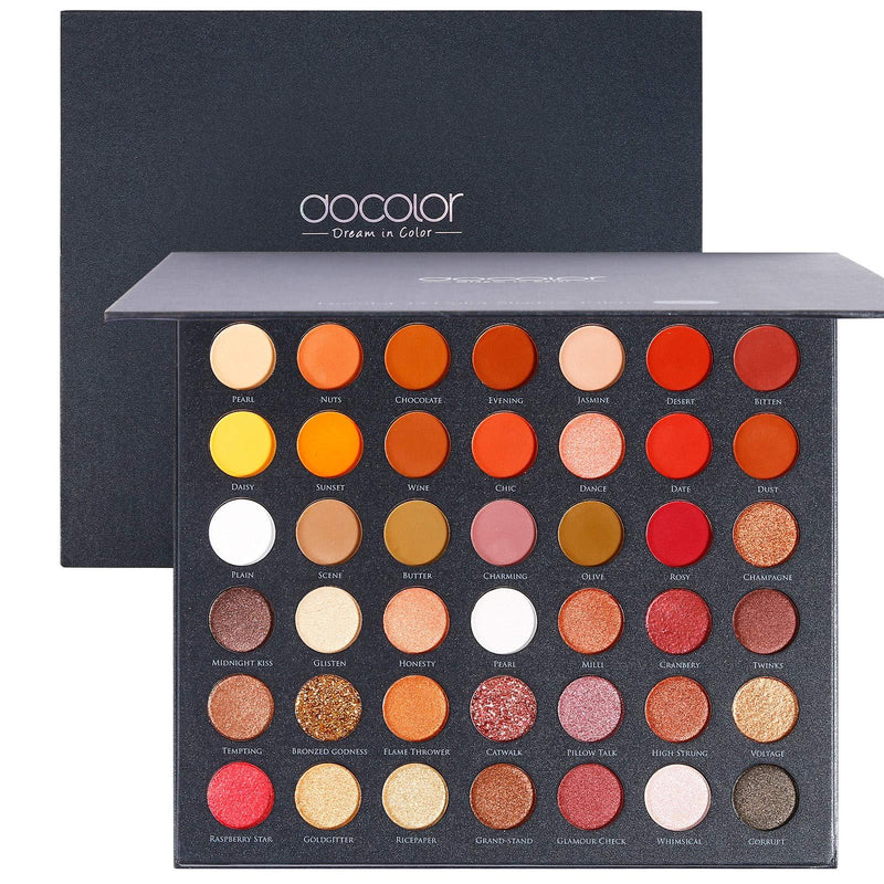 Docolor Pro Eyeshadow Palette, Matte Shimmer 42 Colors Ultra Pigmented Metallic Make Up Eye Shadow Powder, Natural Warm Glitter Color Shades, Long Lasting Waterproof Professional Makeup Palette 42 Color - BeesActive Australia