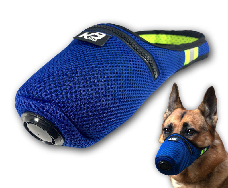 K9 Mask® Air Filter Mask for Dogs with ‘Extreme Breathe’ PM2.5 Premium Air Filter Refills - Blue Small - BeesActive Australia