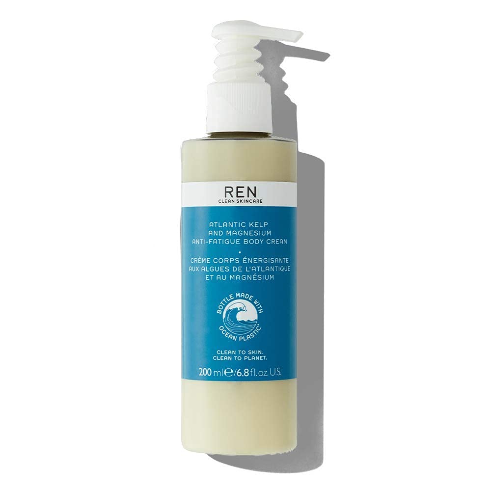 REN Clean Skincare Atlantic Kelp & Magnesium Anti-Fatigue Body Cream Hydrating Body Moisturizer Packaged in Recycled Ocean Plastic Bottle, 6.8 Fl Oz - BeesActive Australia