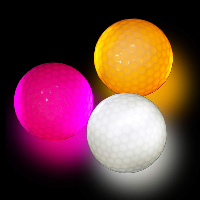 ESTARCONTIGO Glow Golf Balls, Golf Ball Glowing in The Dark Golf Balls Long Lasting Flashing for Night Sports Multi Colors for Your Choice 3 pack: Orange & Pink & White - BeesActive Australia