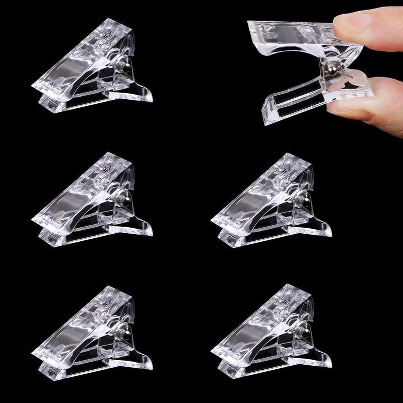 MIKIMIQI 5 Pcs Poly Gel Quick Building Nail Tips Clip Plastic Transparent Finger Extension UV LED Builder Finger Extension Clip Nail Tips Clips for Quick Building DIY Manicure Nail Art Tool - BeesActive Australia