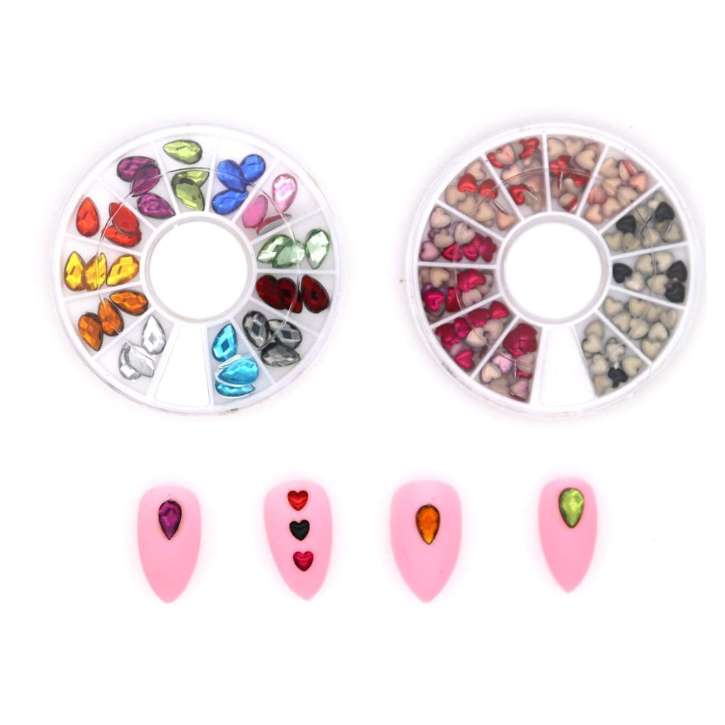 Heart-shaped Peach-shaped Nail Rhinestones Sequins Nail Art Gems Decoration Accessories Embellishment Nail Salon DIY Nail Design 2 Boxes - BeesActive Australia